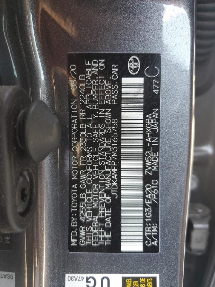 2021 Toyota Prius Prime Le VIN: JTDKAMFP7M3165758 Lot: 65004465