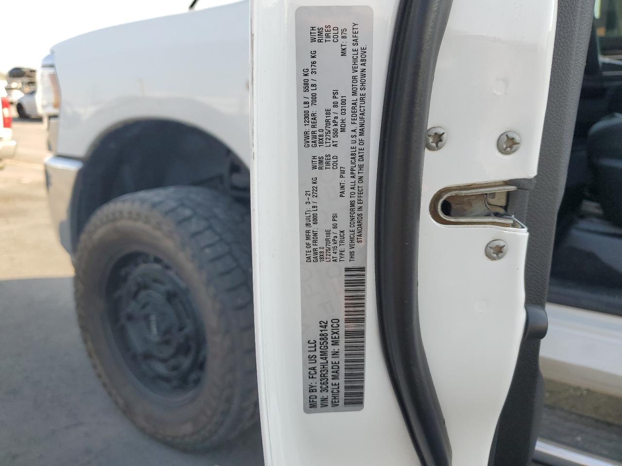 2021 Ram 3500 Big Horn VIN: 3C63R3HL4MG588142 Lot: 64659665