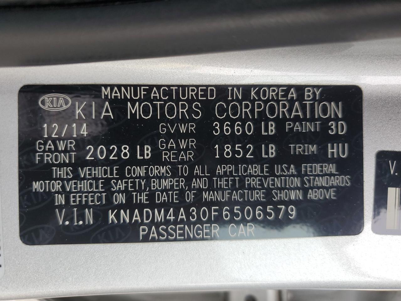 2015 Kia Rio Lx VIN: KNADM4A30F6506579 Lot: 57110995