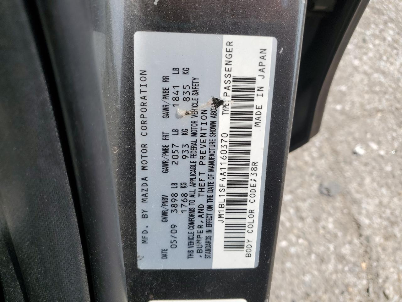 2010 Mazda 3 I VIN: JM1BL1SF4A1160370 Lot: 61557085