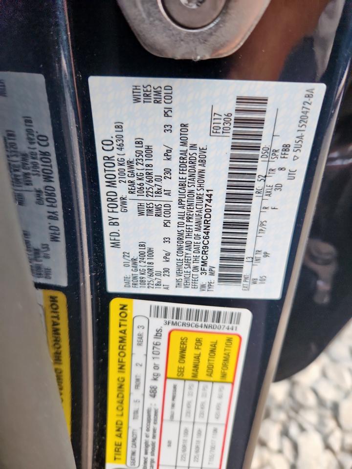 2022 Ford Bronco Sport Outer Banks VIN: 3FMCR9C64NRD07441 Lot: 63337845