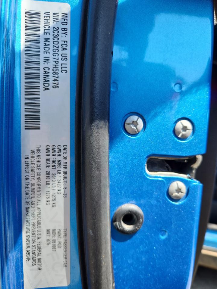 2023 Dodge Challenger Sxt VIN: 2C3CDZGG7PH587476 Lot: 63382975