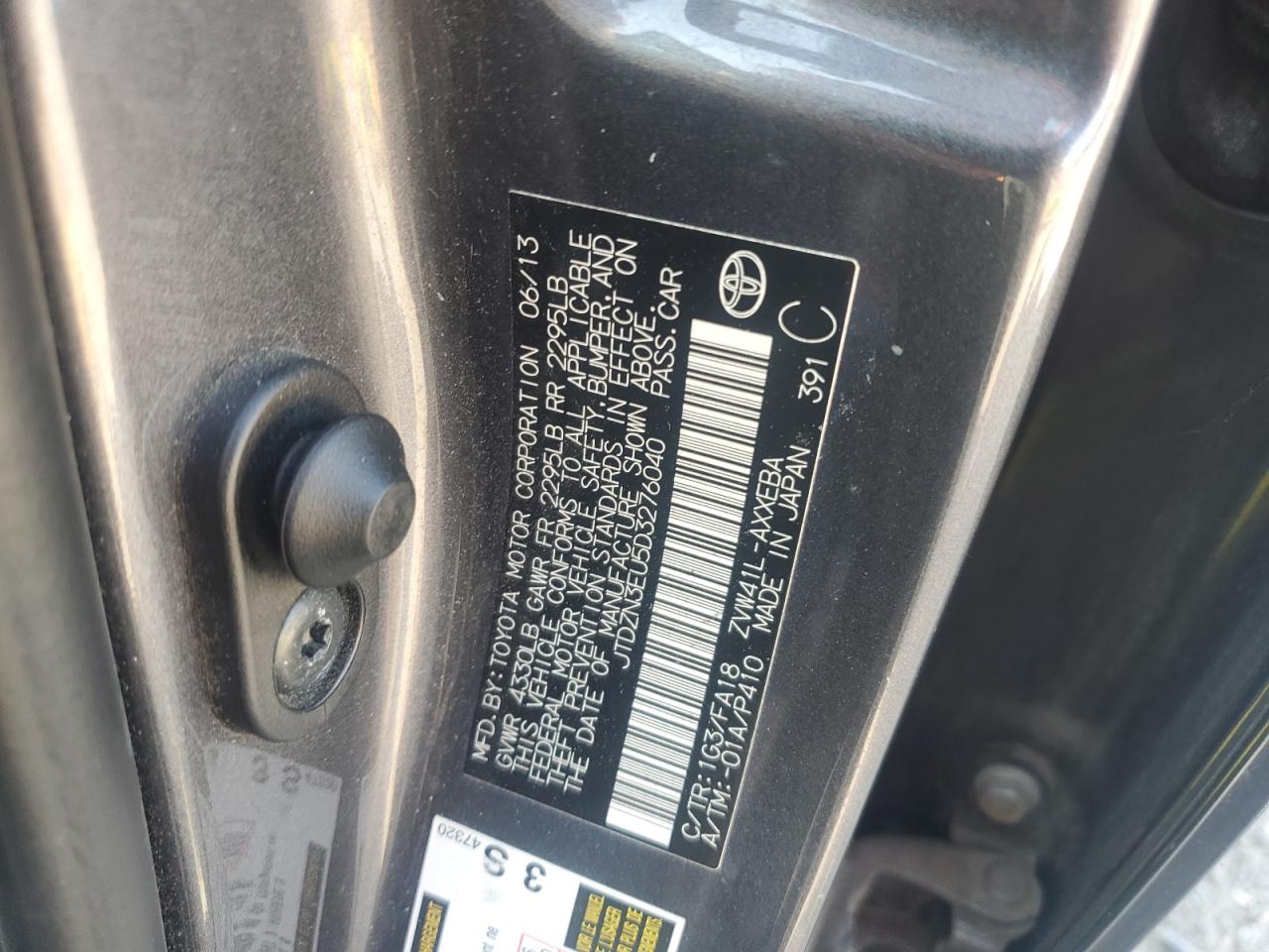2013 Toyota Prius V VIN: JTDZN3EU5D3276040 Lot: 63200415