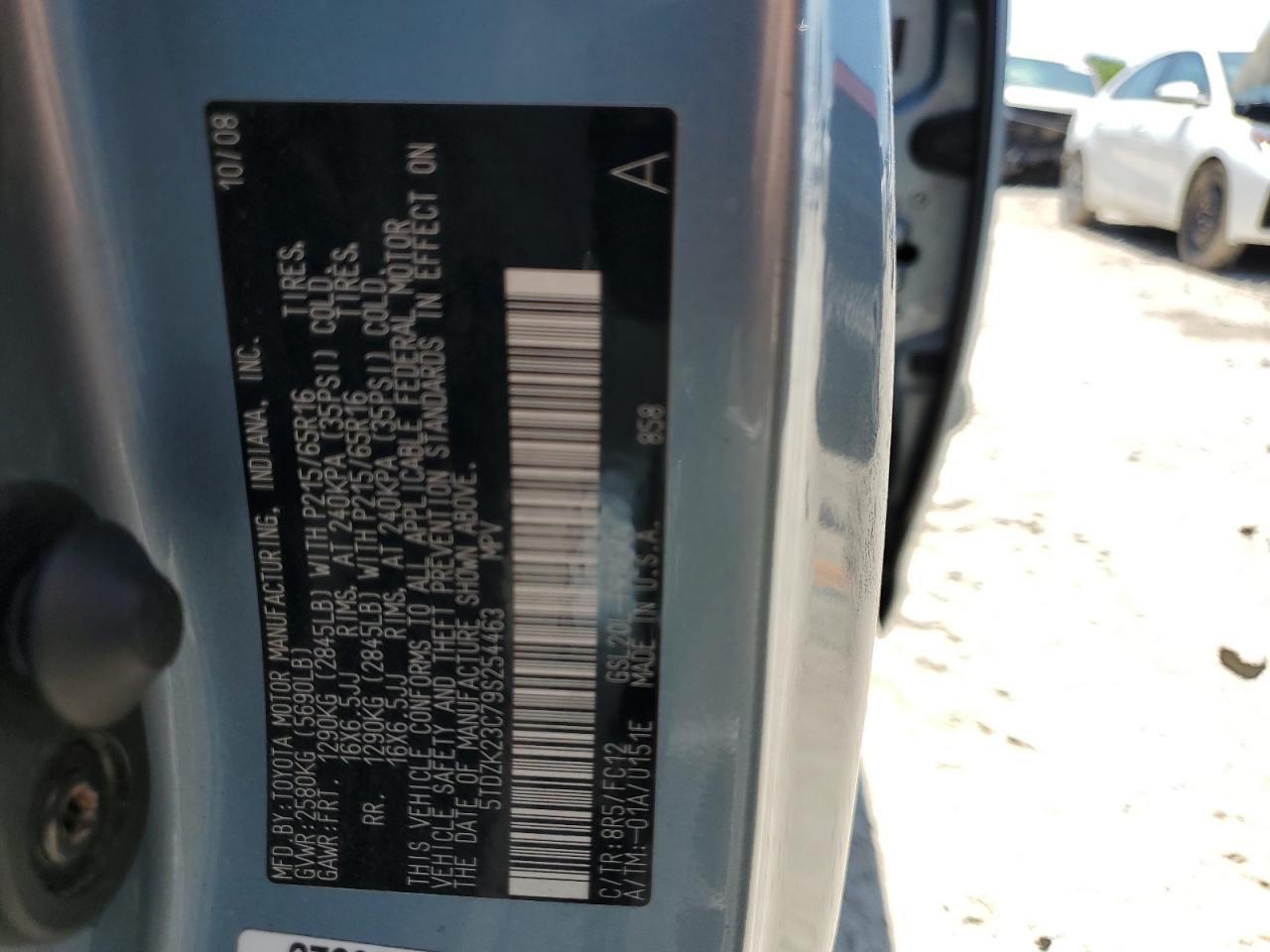 2009 Toyota Sienna Ce VIN: 5TDZK23C79S254463 Lot: 64014615