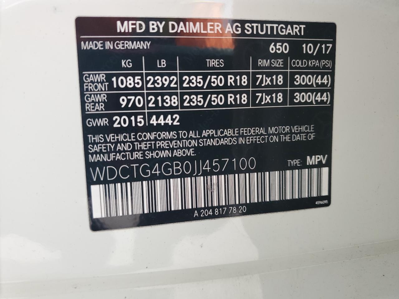 2018 Mercedes-Benz Gla 250 4Matic VIN: WDCTG4GB0JJ457100 Lot: 63787625