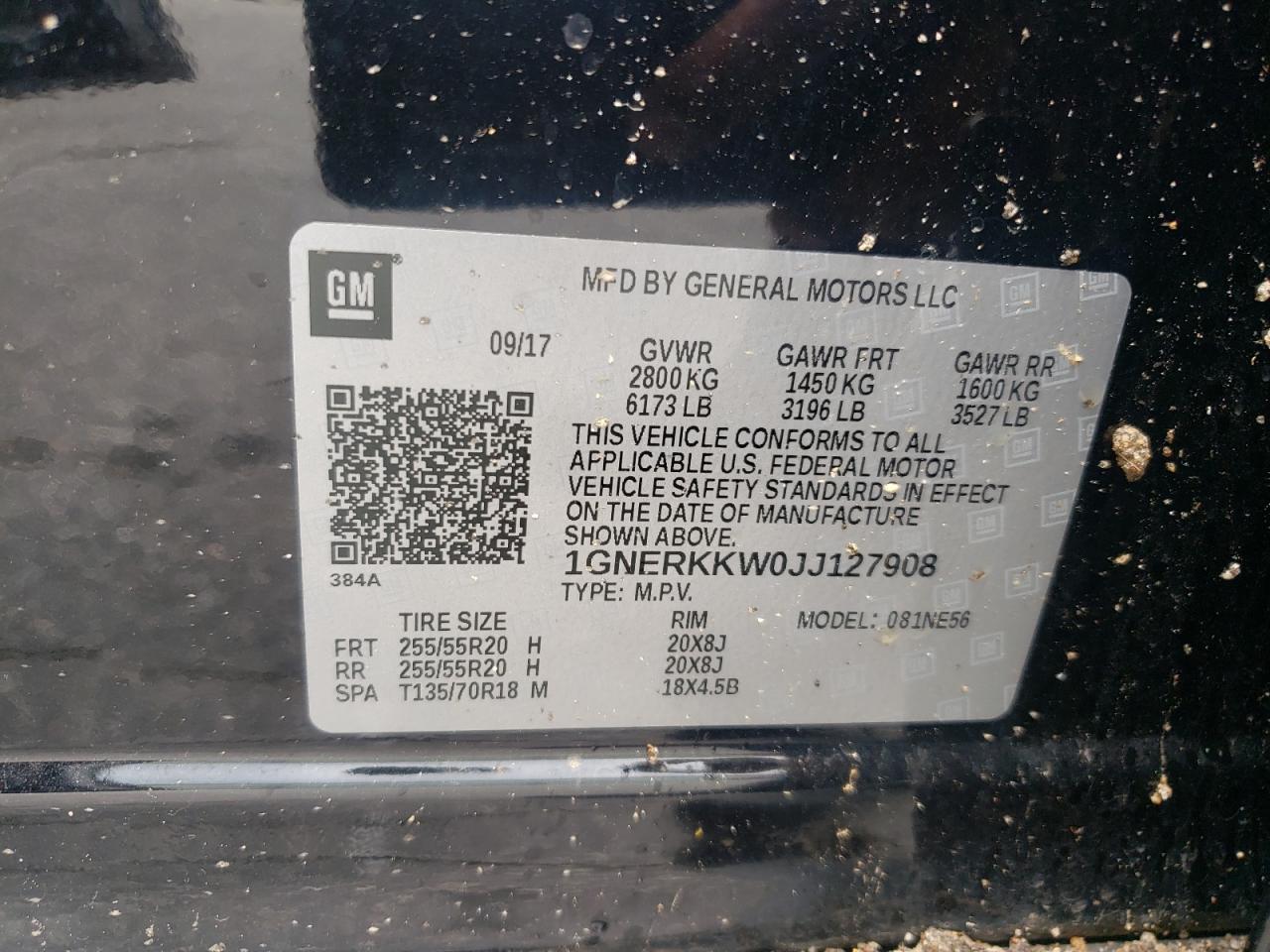 2018 Chevrolet Traverse Premier VIN: 1GNERKKW0JJ127908 Lot: 64374855