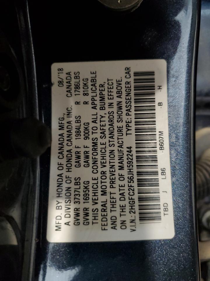2018 Honda Civic Lx VIN: 2HGFC2F56JH592244 Lot: 64529195