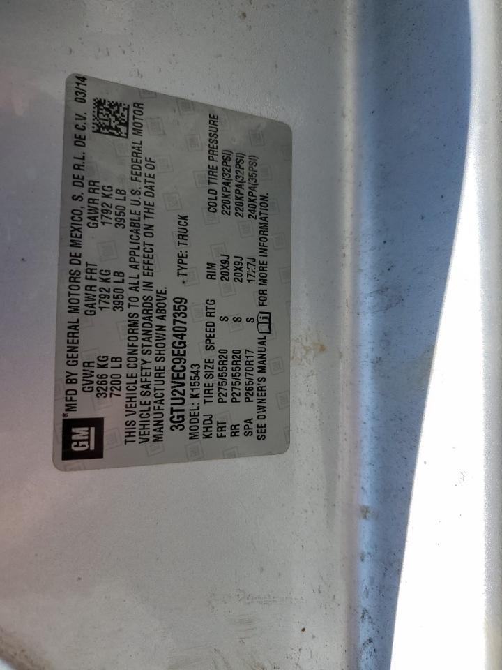 2014 GMC Sierra K1500 Slt VIN: 3GTU2VEC9EG407359 Lot: 70690095