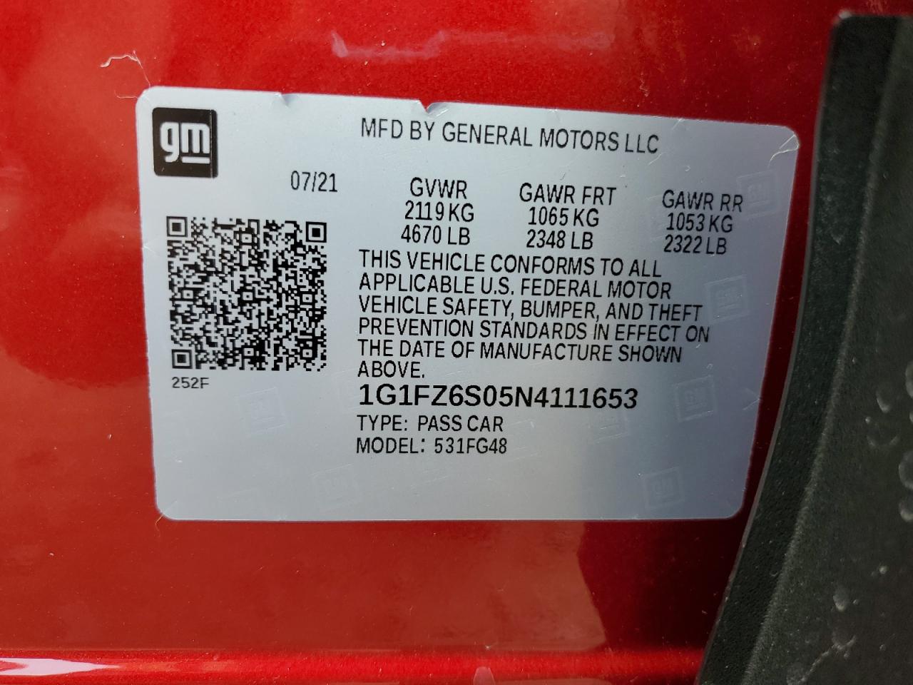 2022 Chevrolet Bolt Euv Premier VIN: 1G1FZ6S05N4111653 Lot: 65778825