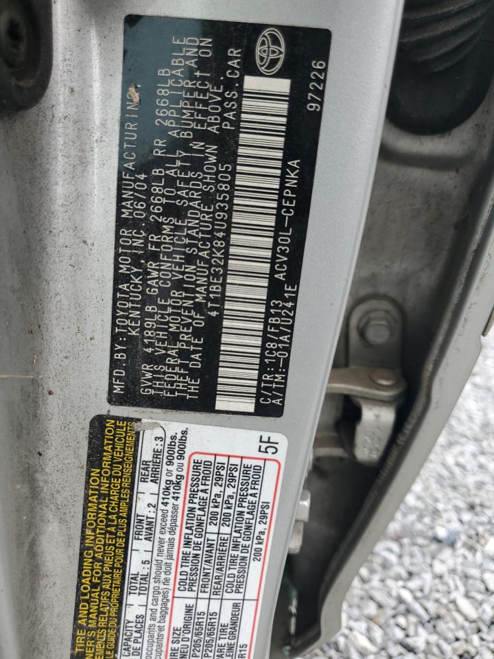 2004 Toyota Camry Le VIN: 4T1BE32K84U935805 Lot: 63491315