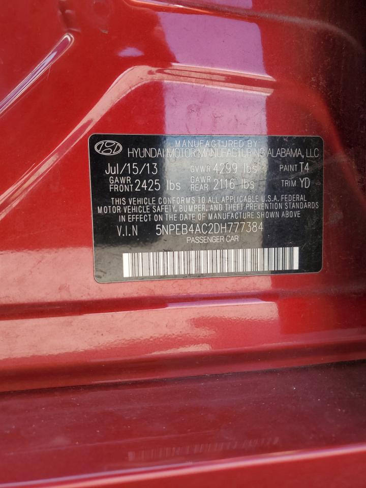 2013 Hyundai Sonata Gls VIN: 5NPEB4AC2DH777384 Lot: 64463895