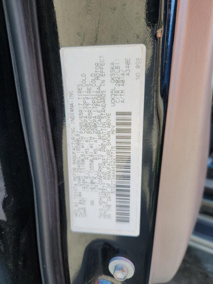 2004 Toyota Sequoia Sr5 VIN: 5TDZT34A44S227715 Lot: 64169805