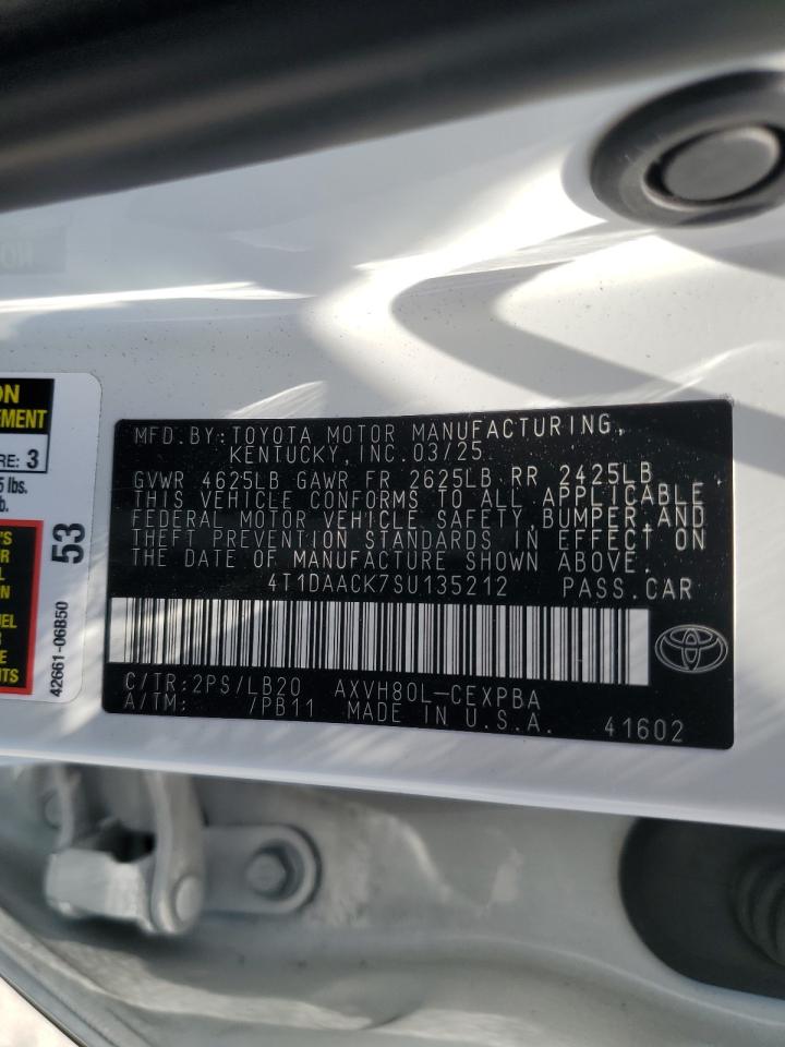 2025 Toyota Camry Xse VIN: 4T1DAACK7SU135212 Lot: 64633265