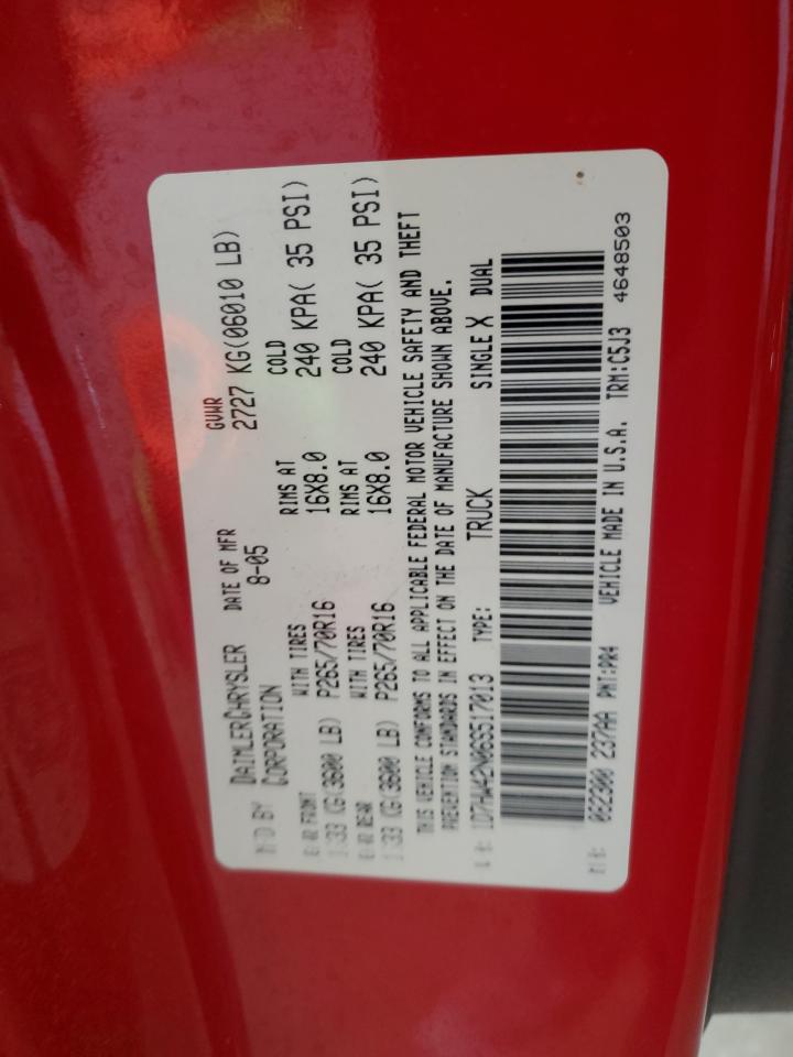 2006 Dodge Dakota Slt VIN: 1D7HW42N06S517013 Lot: 66435725