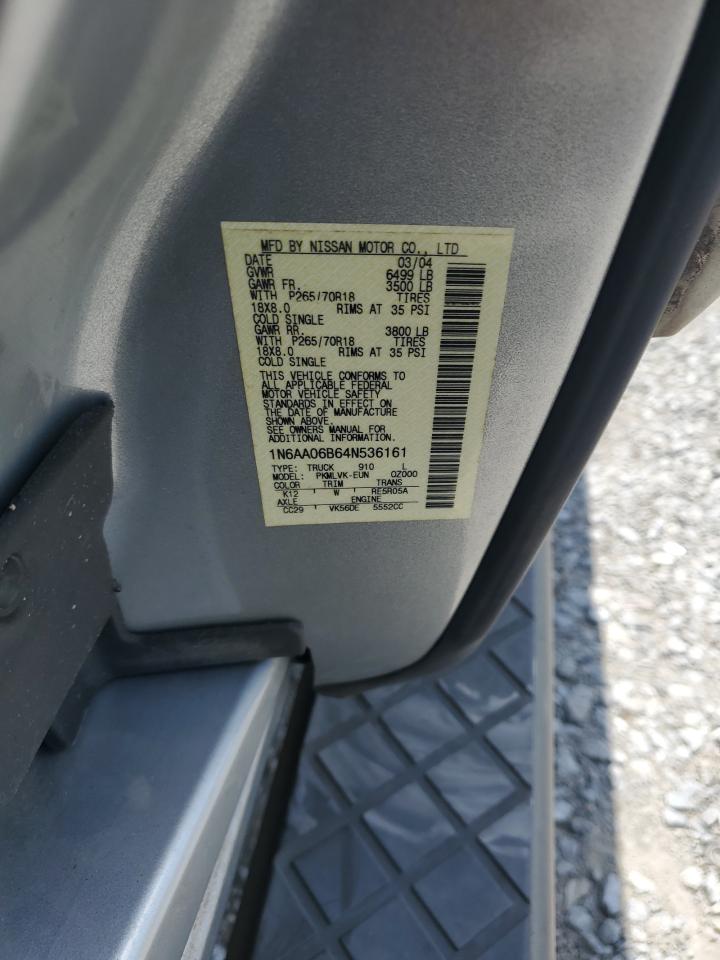 2004 Nissan Titan Xe VIN: 1N6AA06B64N536161 Lot: 64424125
