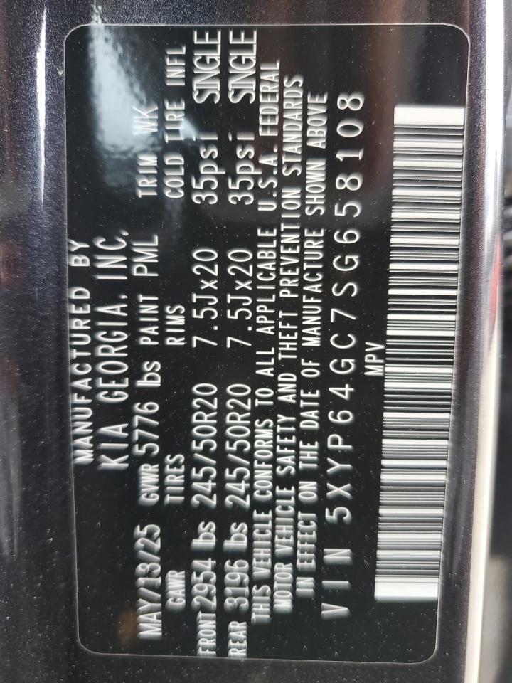 2025 Kia Telluride S VIN: 5XYP64GC7SG658108 Lot: 63915045