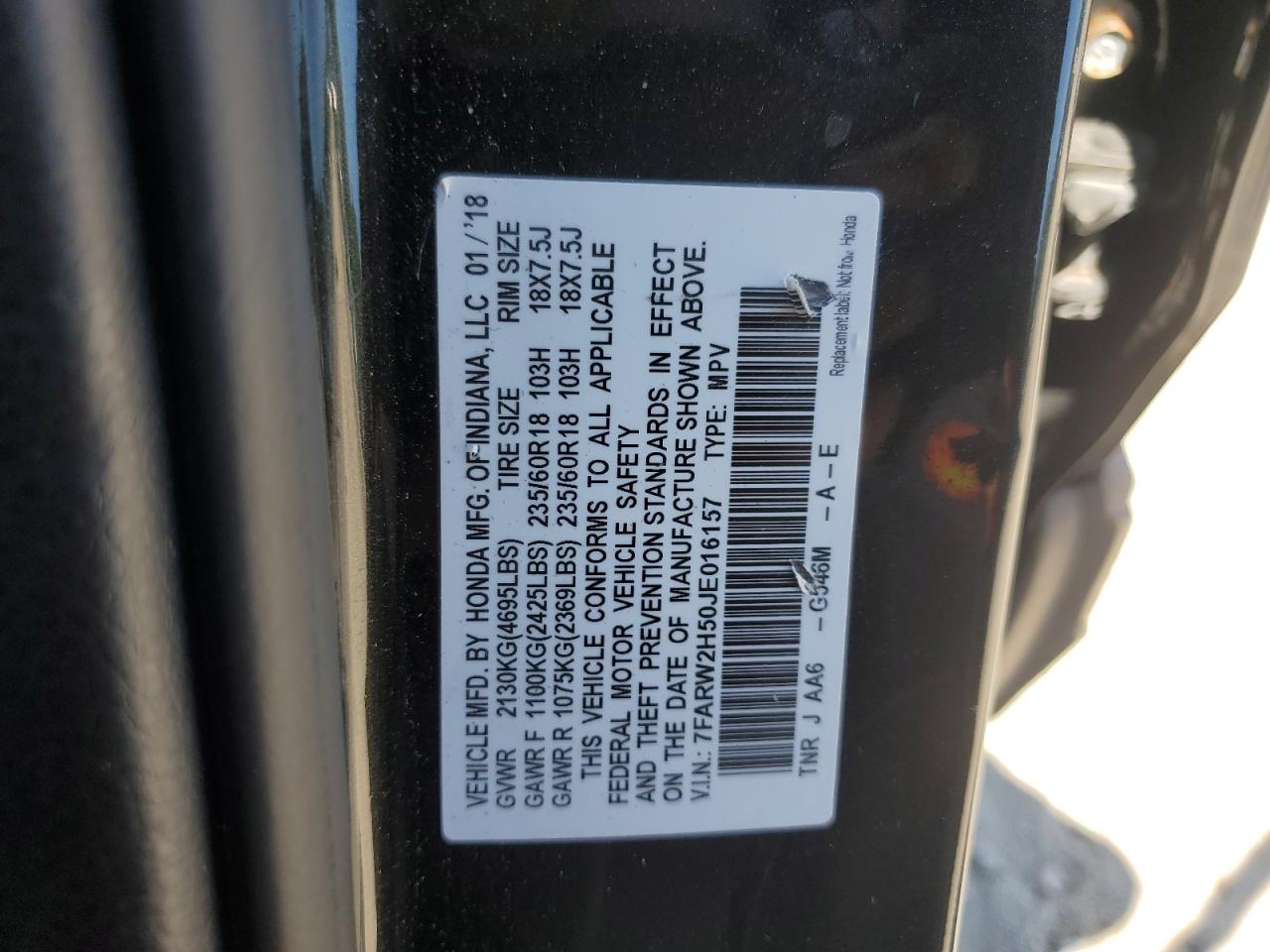 2018 Honda Cr-V Ex VIN: 7FARW2H50JE016157 Lot: 63997615