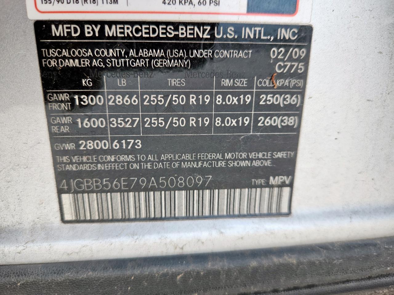 2009 Mercedes-Benz Ml 350 VIN: 4JGBB56E79A508097 Lot: 63374835