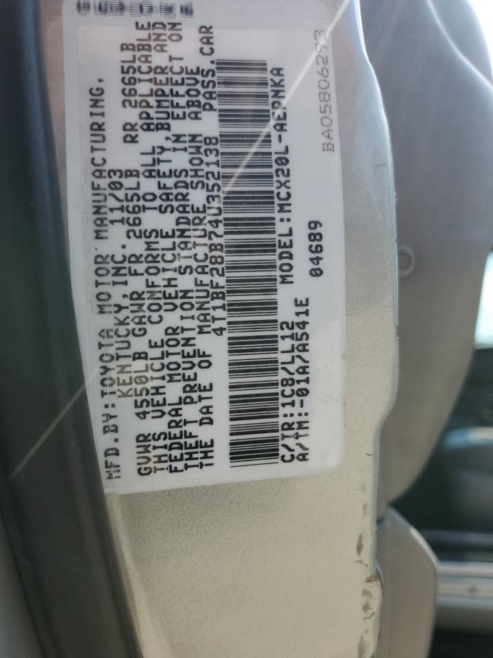 2003 Toyota Avalon Xl VIN: 4T1BF28B74U352138 Lot: 65833085