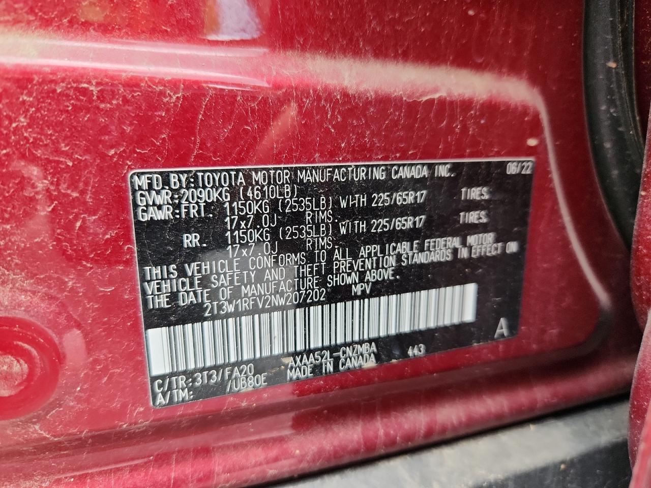 2022 Toyota Rav4 Xle VIN: 2T3W1RFV2NW207202 Lot: 64846385