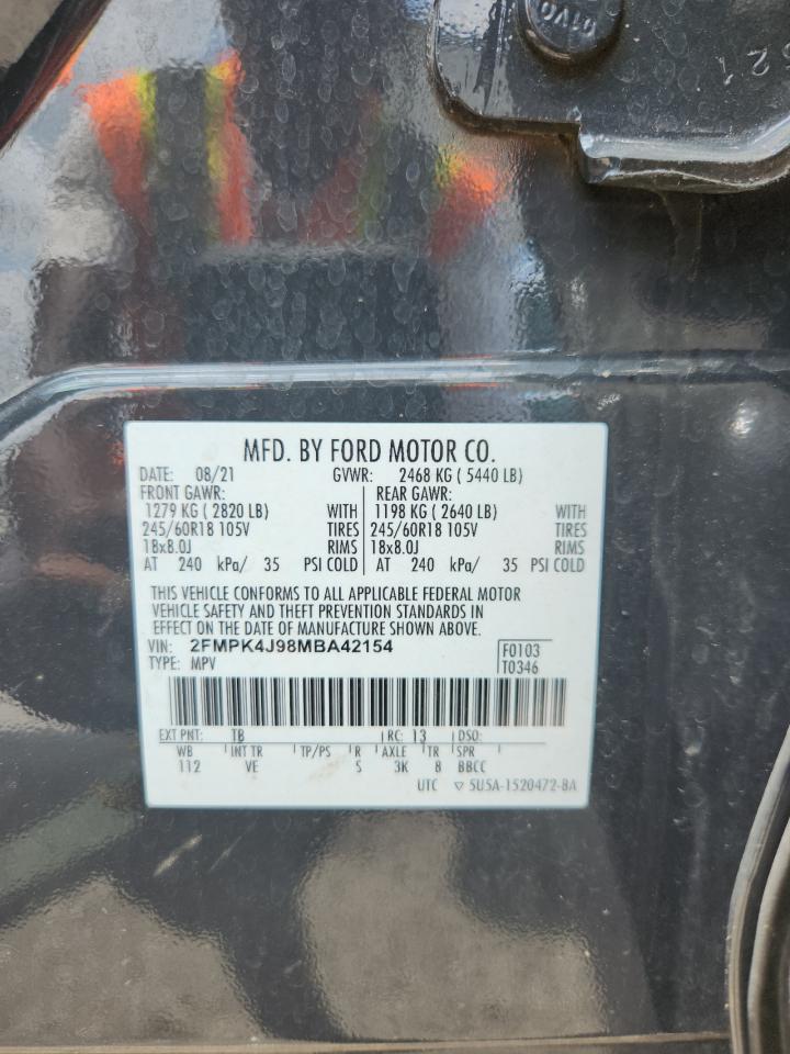 2021 Ford Edge Sel VIN: 2FMPK4J98MBA42154 Lot: 64270445