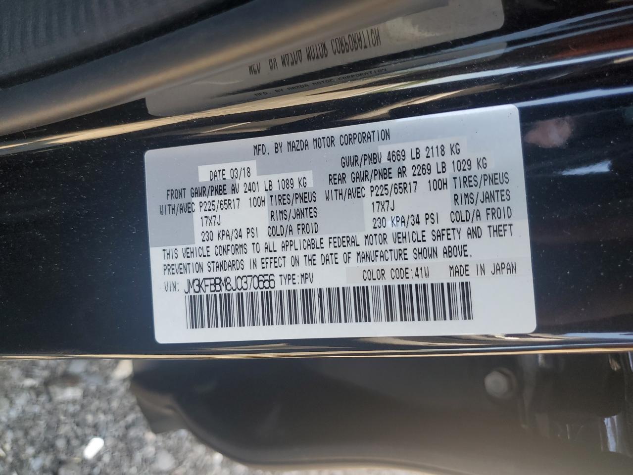 2018 Mazda Cx-5 Sport VIN: JM3KFBBM8J0370656 Lot: 66041115