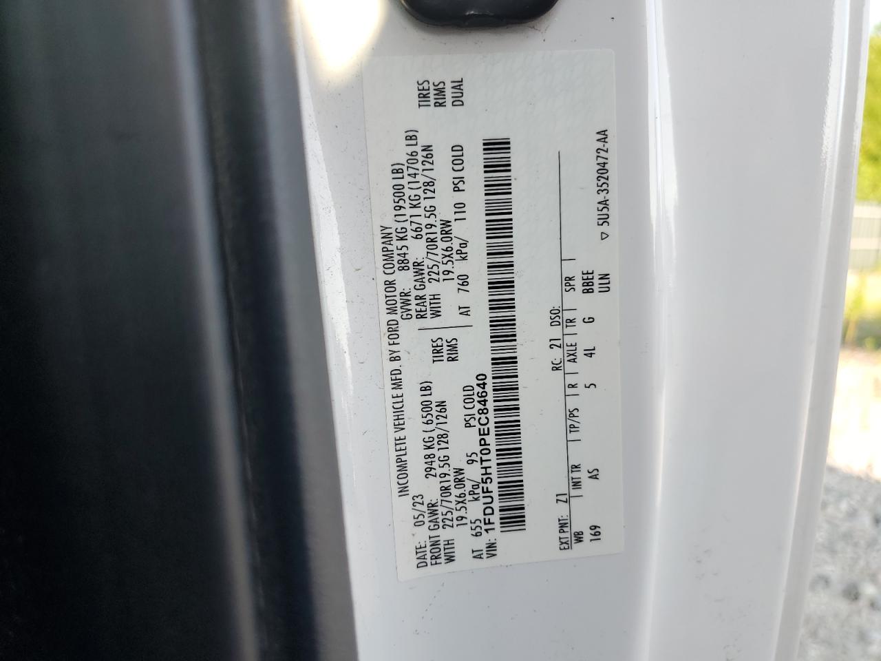 2023 Ford F550 Super Duty VIN: 1FDUF5HT0PEC84640 Lot: 63400575