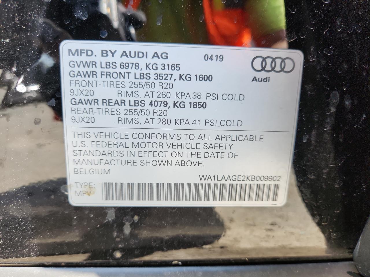 2019 Audi E-Tron Premium Plus VIN: WA1LAAGE2KB009902 Lot: 64760245