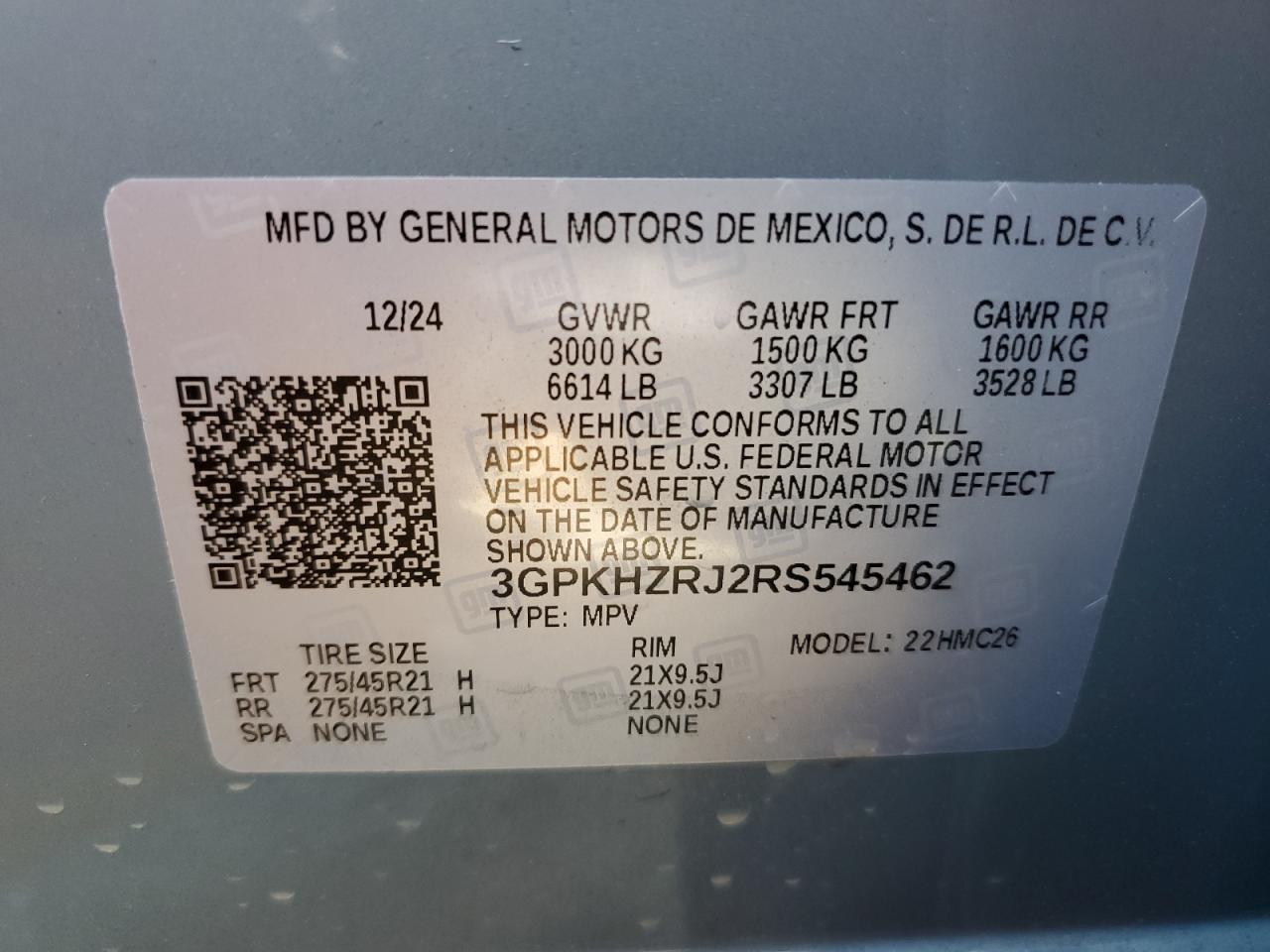 2024 Honda Prologue Elite VIN: 3GPKHZRJ2RS545462 Lot: 65215545