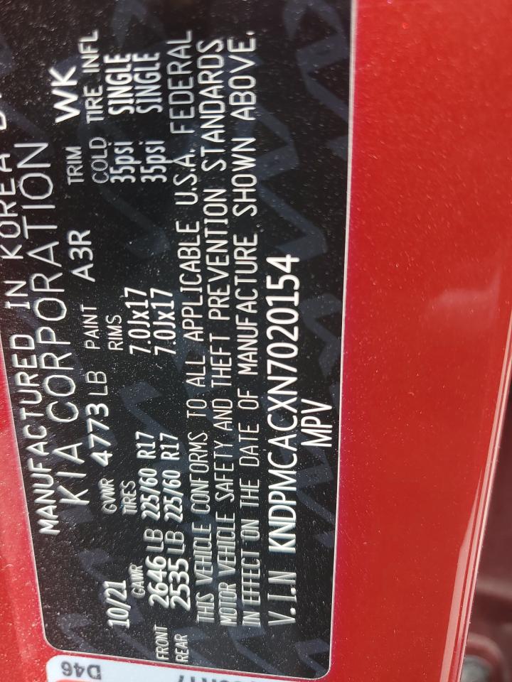 2022 Kia Sportage Lx VIN: KNDPMCACXN7020154 Lot: 64585635