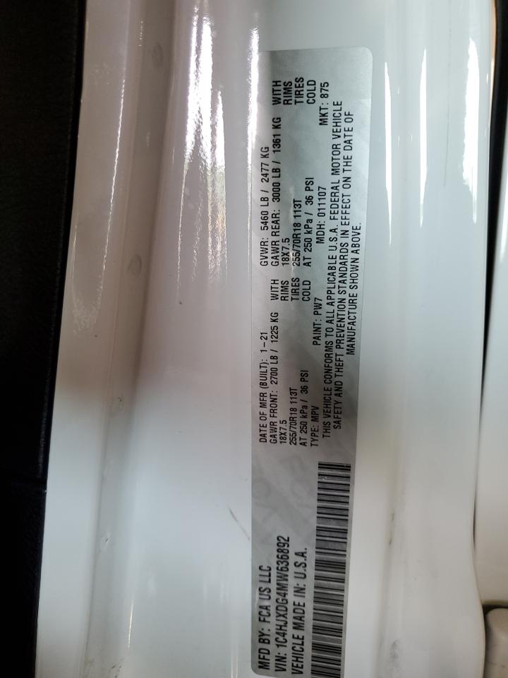 2021 Jeep Wrangler Unlimited Sport VIN: 1C4HJXDG4MW636892 Lot: 63508455