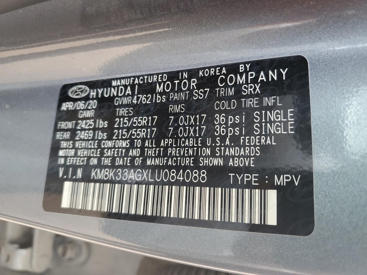 km8k33agxlu084088 KM8K33AGXLU084088 2020 Hyundai Kona Limited