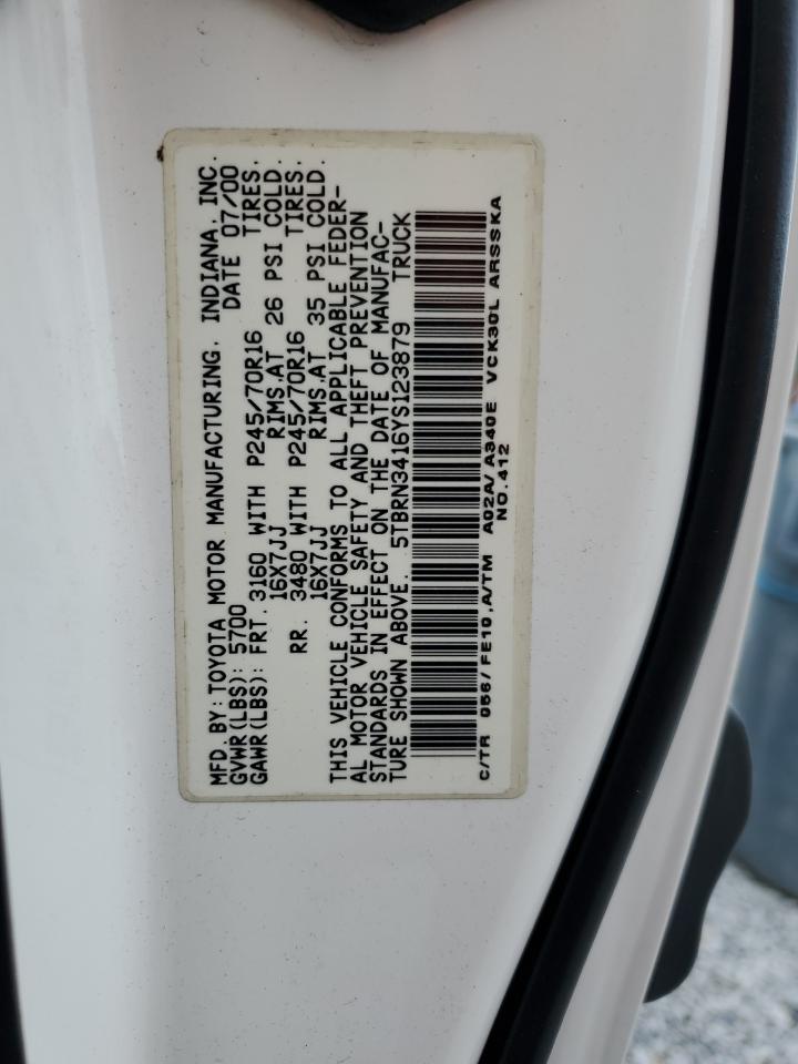 2000 Toyota Tundra Access Cab Sr5 VIN: 5TBRN3416YS123879 Lot: 65343835