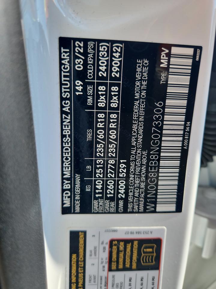 2022 Mercedes-Benz Glc 300 4Matic VIN: W1N0G8EB8NG073306 Lot: 64461635