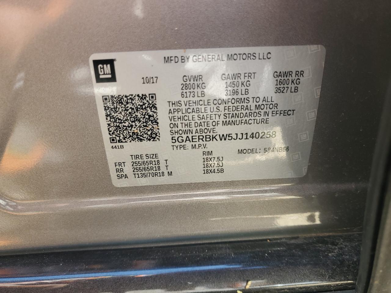 2018 Buick Enclave Essence VIN: 5GAERBKW5JJ140258 Lot: 65080635
