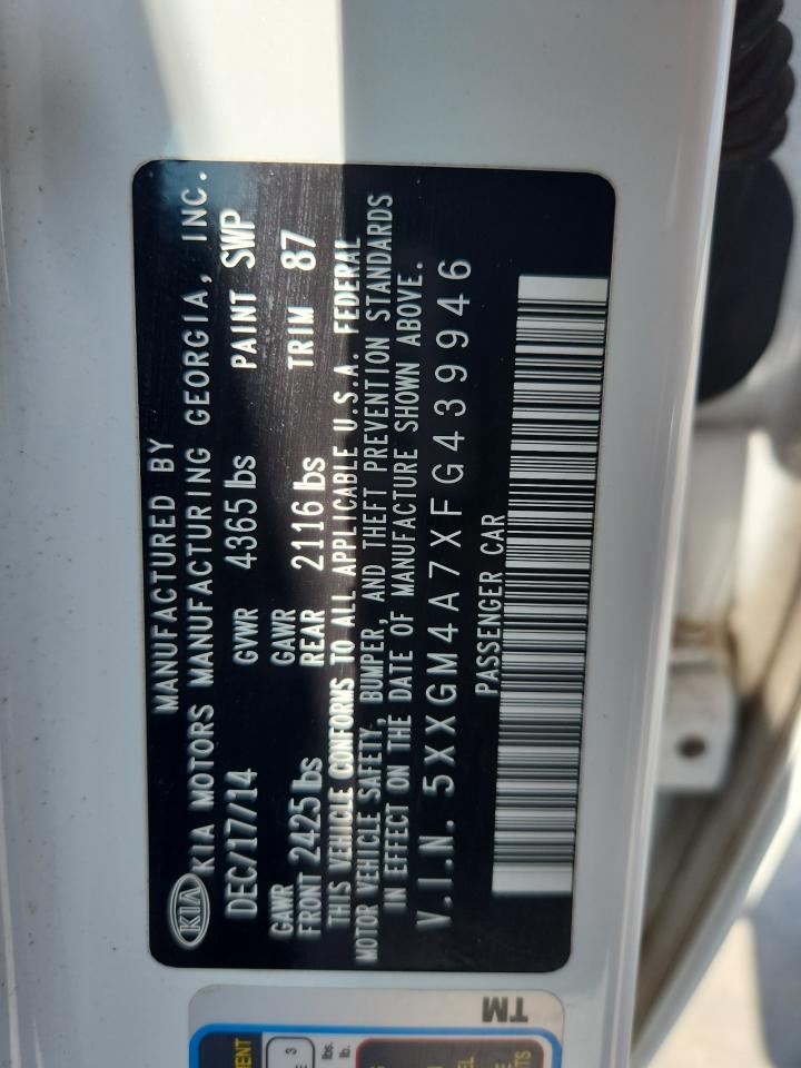 2015 Kia Optima Lx VIN: 5XXGM4A7XFG439946 Lot: 64759015