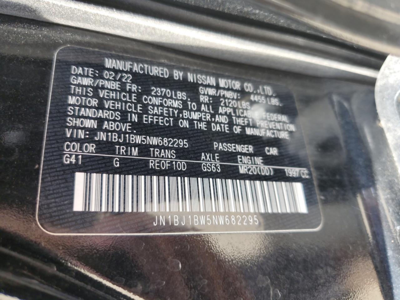 2022 Nissan Rogue Sport Sv VIN: JN1BJ1BW5NW682295 Lot: 64732665
