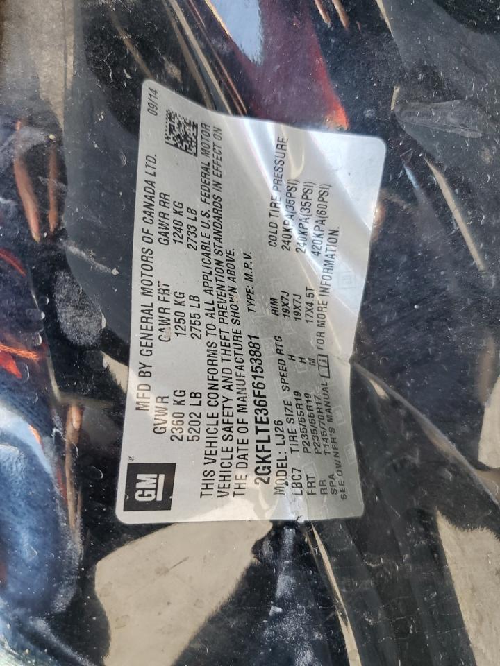 2015 GMC Terrain Slt VIN: 2GKFLTE36F6153881 Lot: 65967035