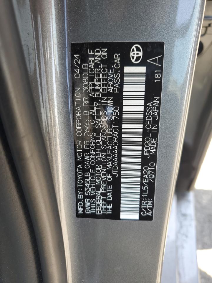 2024 Toyota Mirai Xle VIN: JTDAAAAA0RA011750 Lot: 64238645