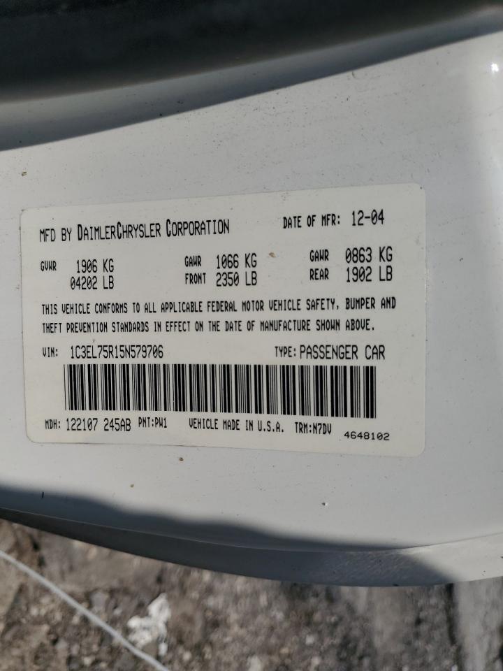 2005 Chrysler Sebring Gtc VIN: 1C3EL75R15N579706 Lot: 64603095