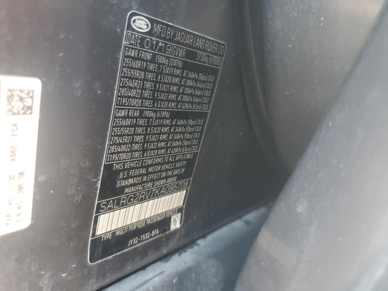 2019 Land Rover Discovery Se VIN: SALRG2RV7KA095708 Lot: 63342945