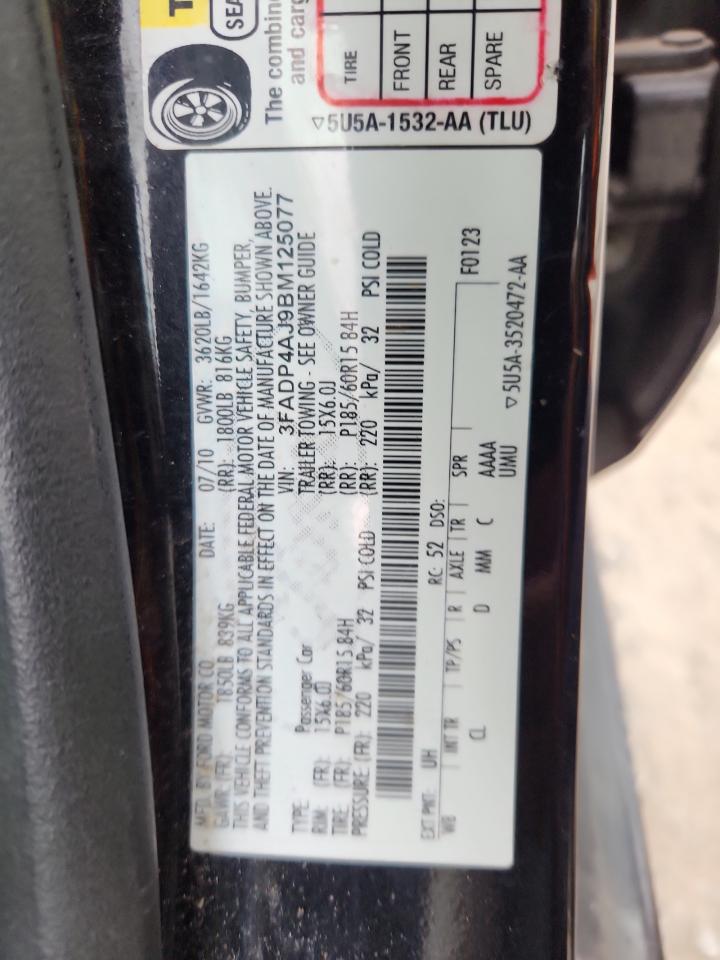 2011 Ford Fiesta S VIN: 3FADP4AJ9BM125077 Lot: 65085645