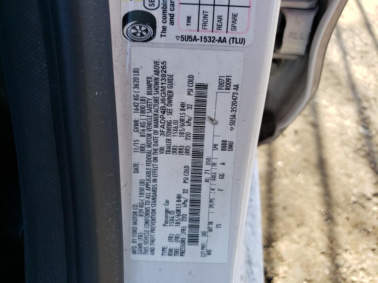 2016 Ford Fiesta Se VIN: 3FADP4BJ6GM139265 Lot: 64332685