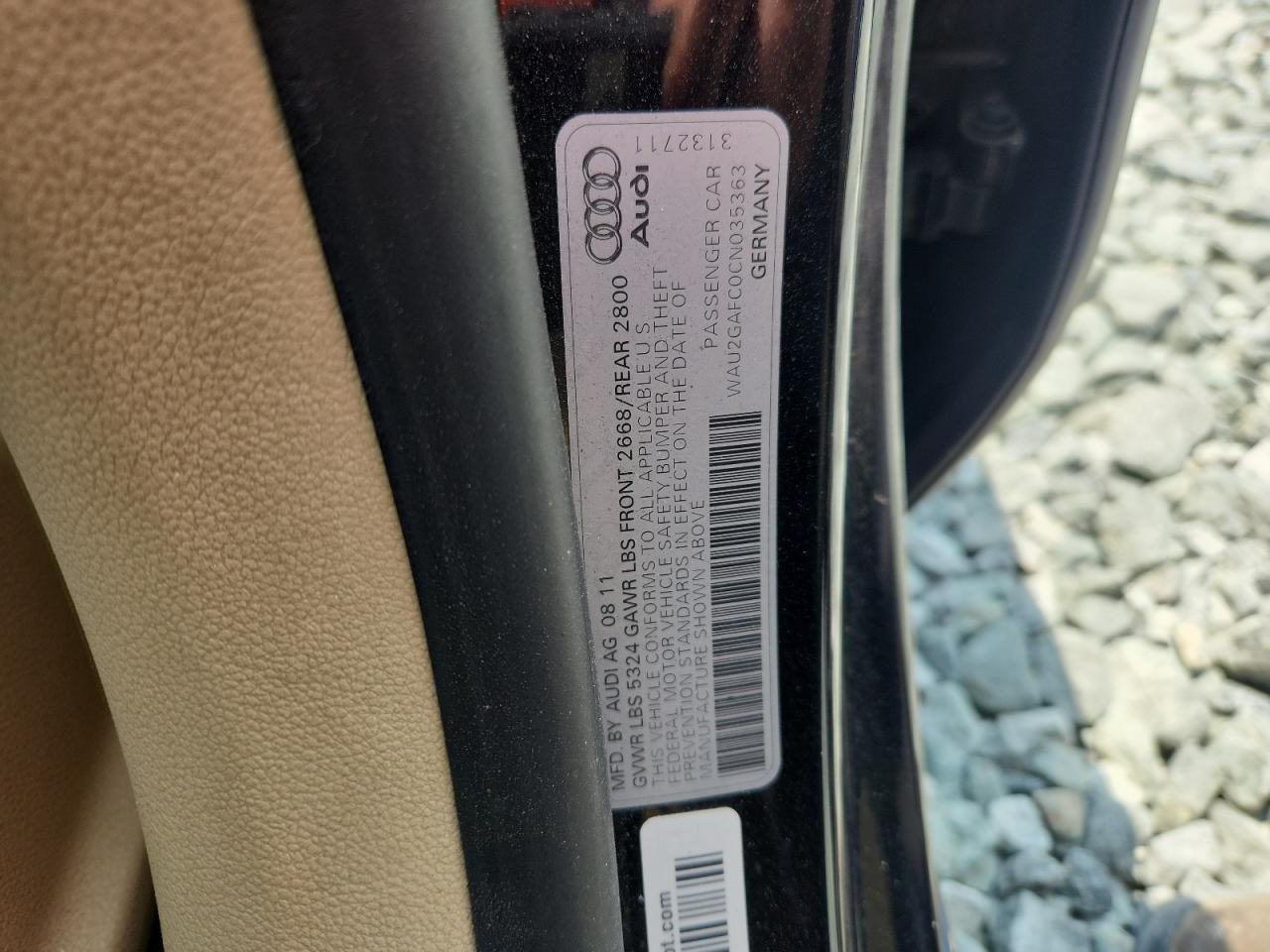 2012 Audi A7 Prestige VIN: WAU2GAFC0CN035363 Lot: 63572845