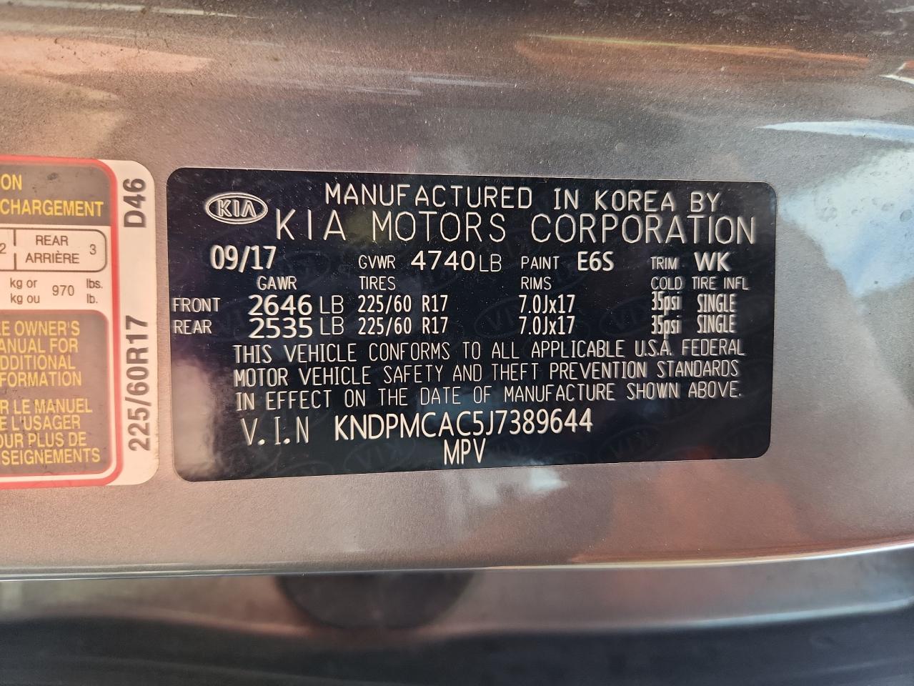 2018 Kia Sportage Lx VIN: KNDPMCAC5J7389644 Lot: 64280165