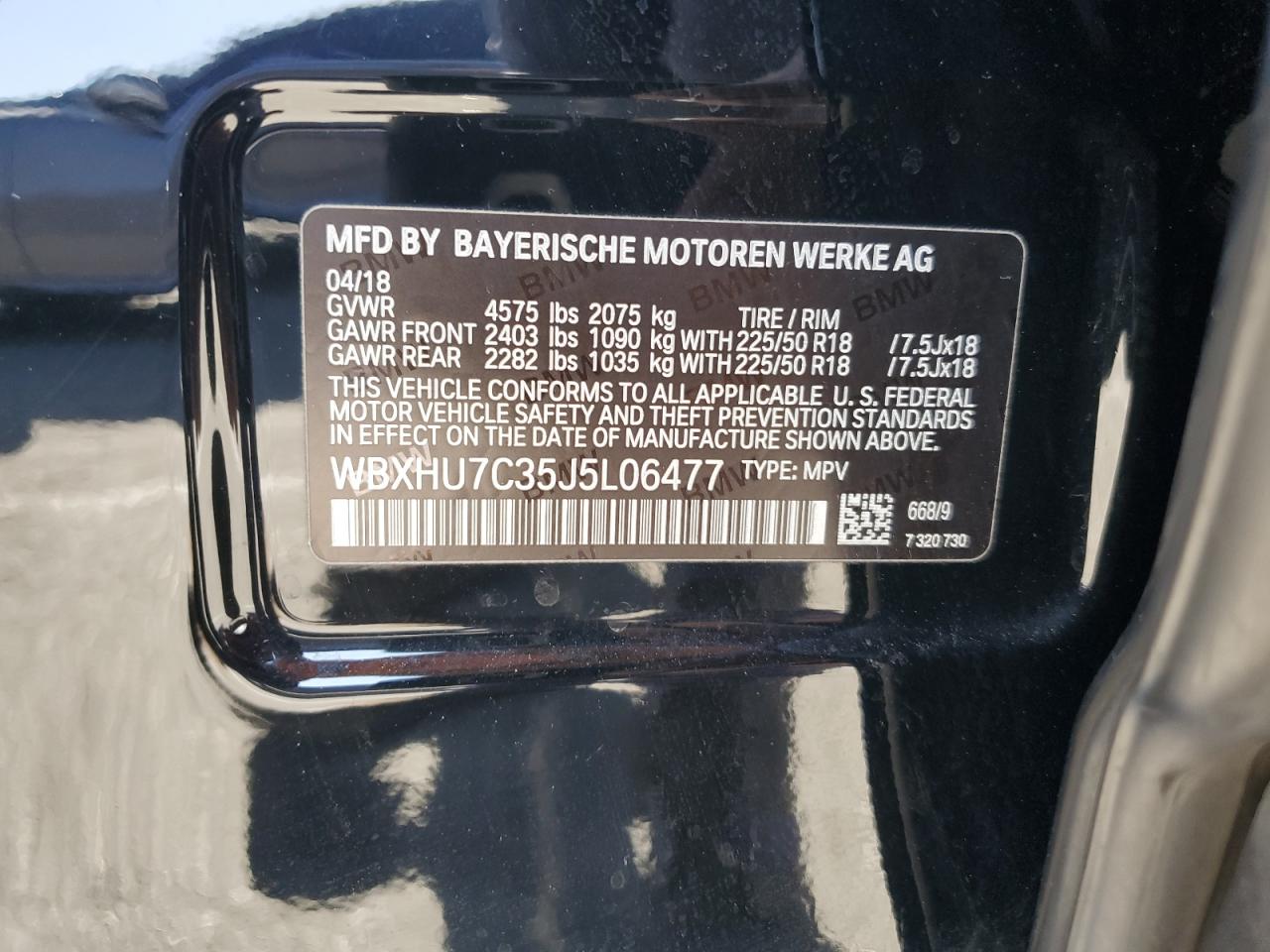 2018 BMW X1 Sdrive28I VIN: WBXHU7C35J5L06477 Lot: 63296105