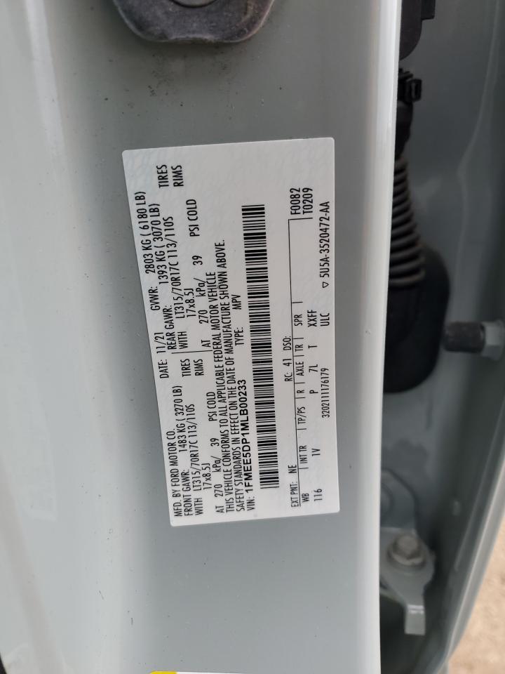 2021 Ford Bronco Base VIN: 1FMEE5DP1MLB00233 Lot: 64839355