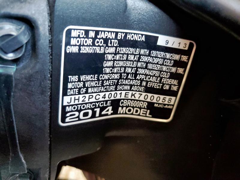 2014 HONDA CBR600 RR  