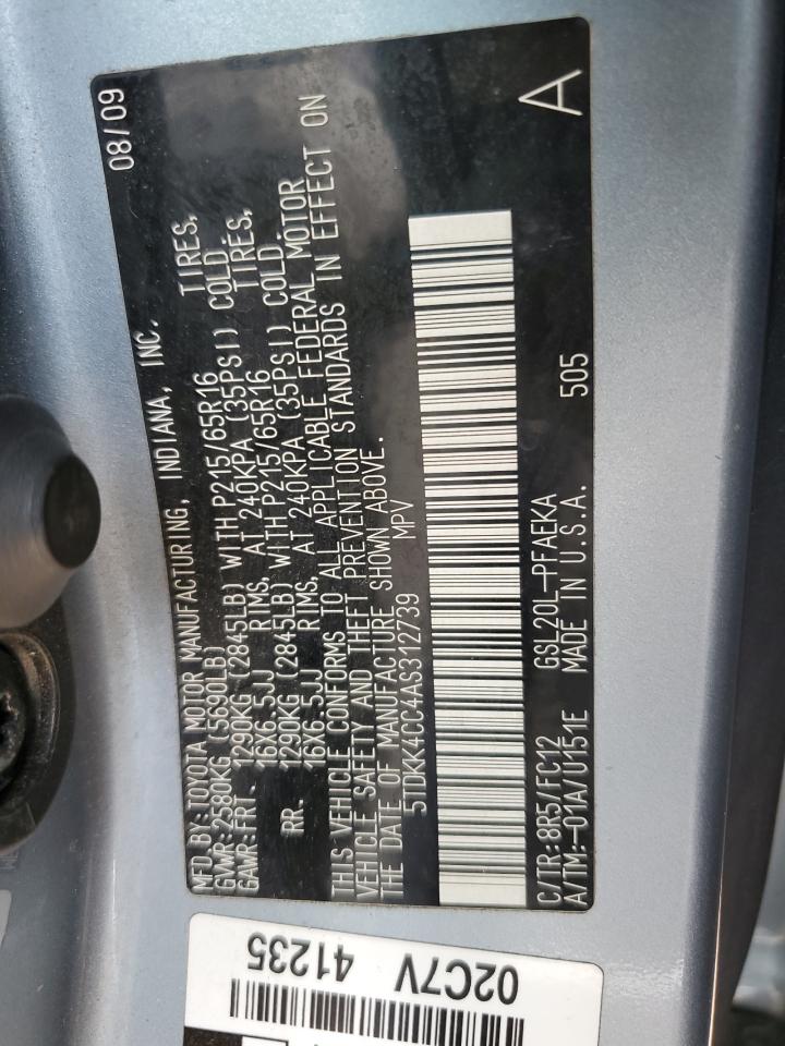 2010 Toyota Sienna Ce VIN: 5TDKK4CC4AS312739 Lot: 61026575