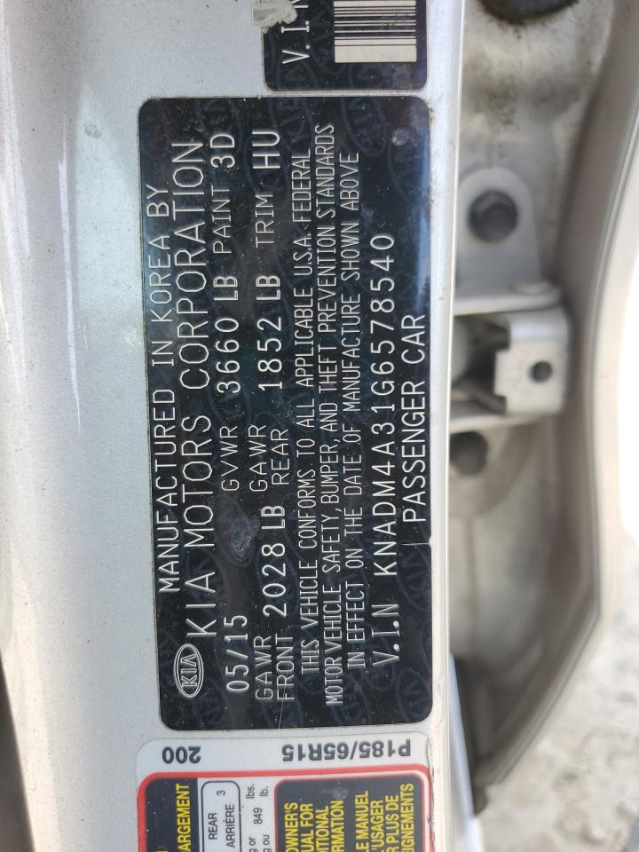 2016 Kia Rio Lx VIN: KNADM4A31G6578540 Lot: 63806515